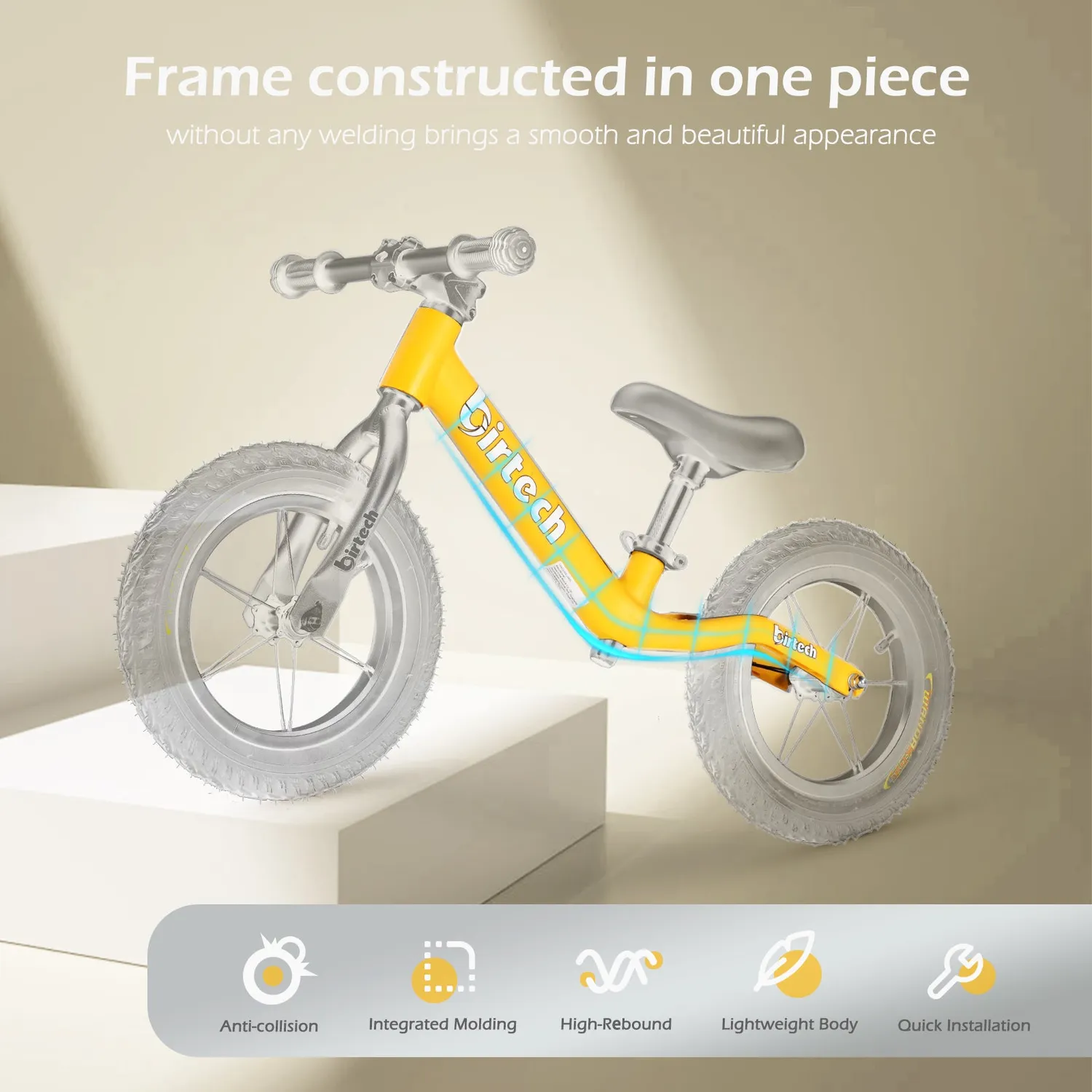 Birtech H.yeed springcykel gul 12" nylon