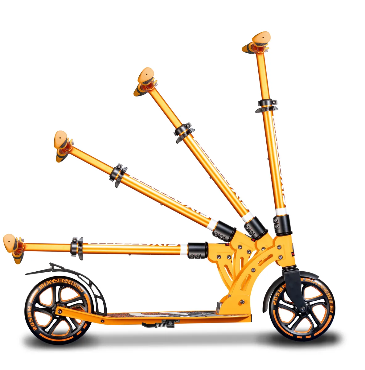 SIX DEGREES Aluminium Scooter 205 mm sparkcykel orange hopfällbar