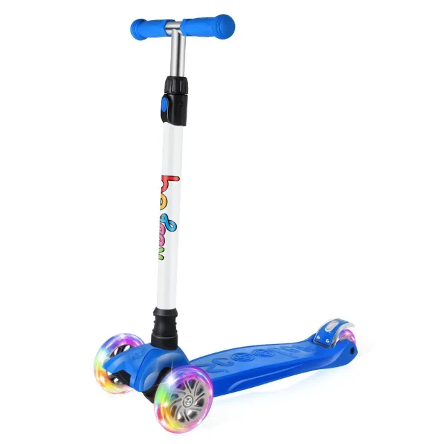 Beleev 3-hjulig sparkcykel blå lysande hjul