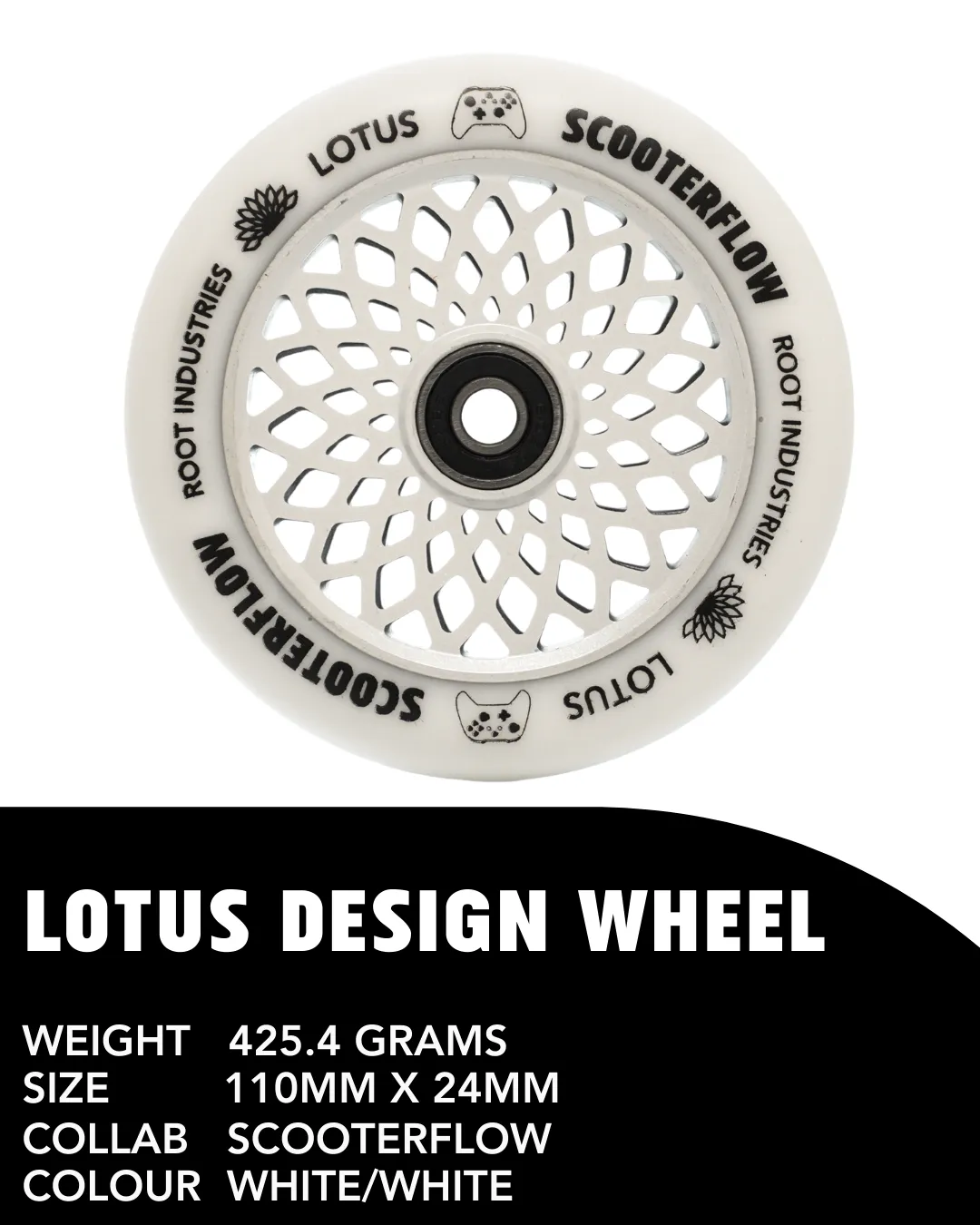Root Industries Lotus 110mm hjul White/White ScooterFlow