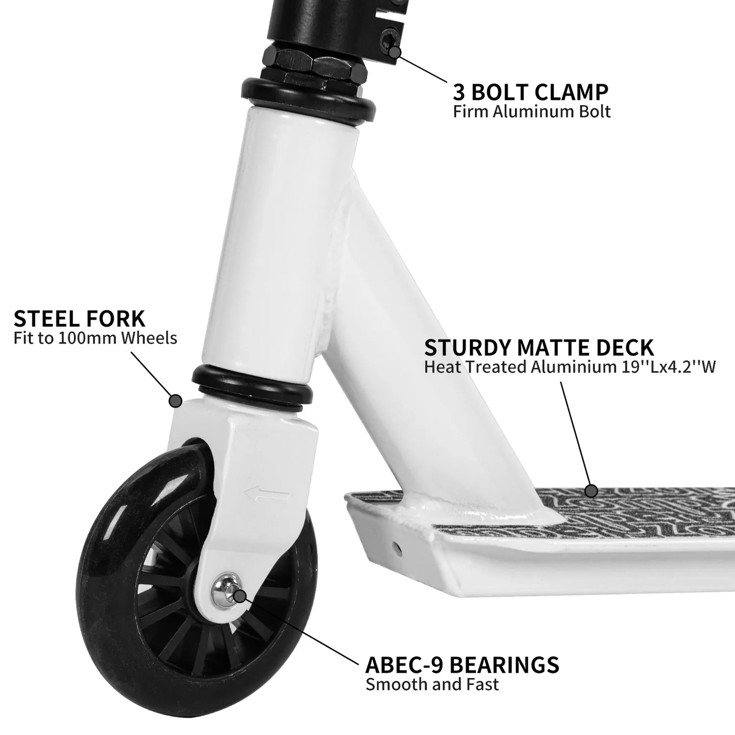 H.yeed Stunt sparkcykel trick 100mm vit aluminium