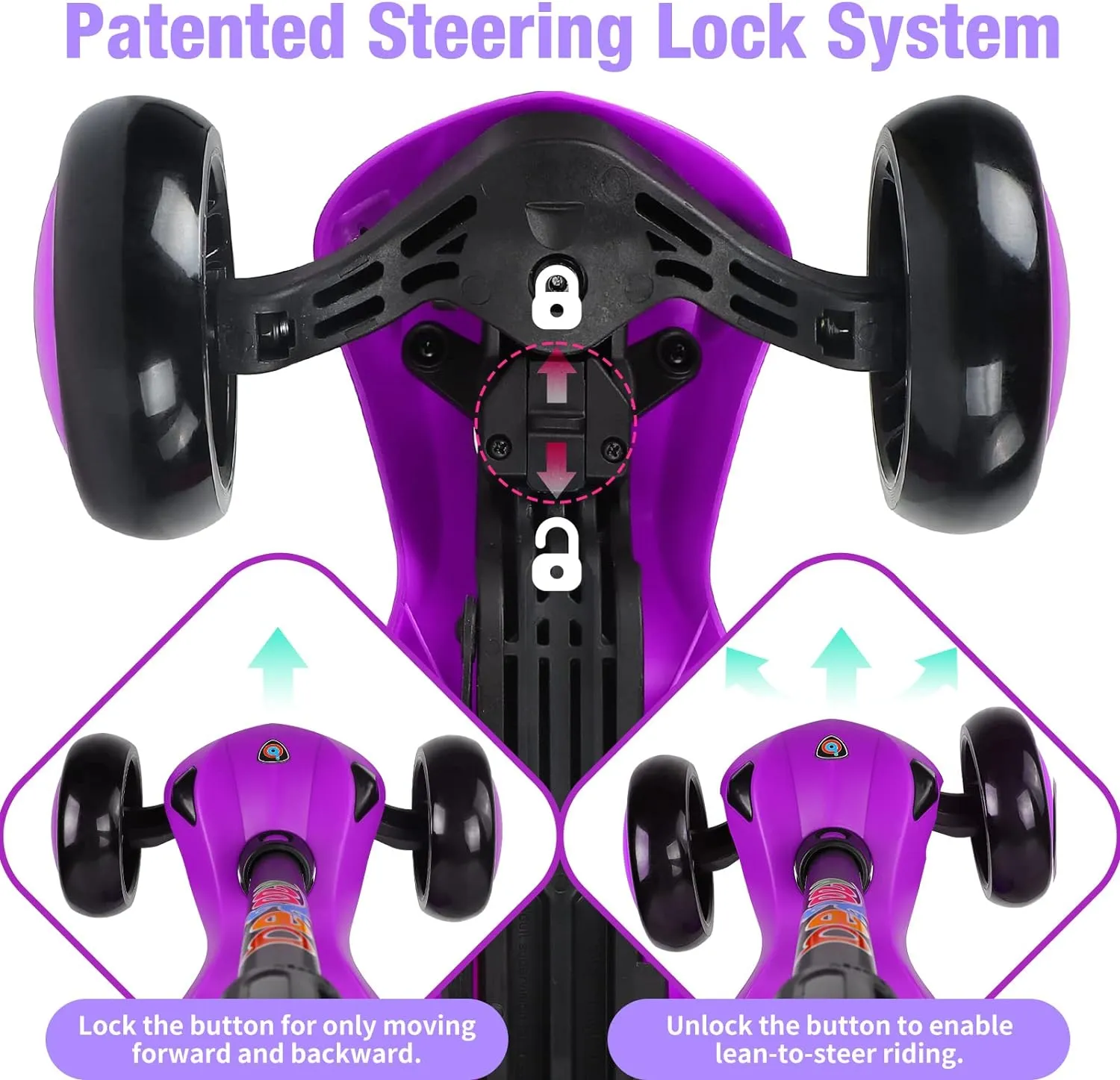 BELEEV trehjulig sparkcykel LED bred platta