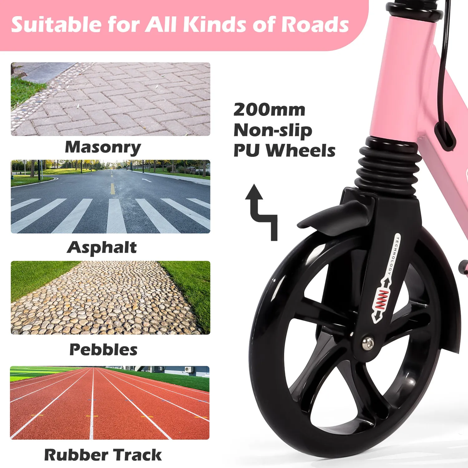 H.yeed Kick sparkcykel 200mm rosa skivbroms