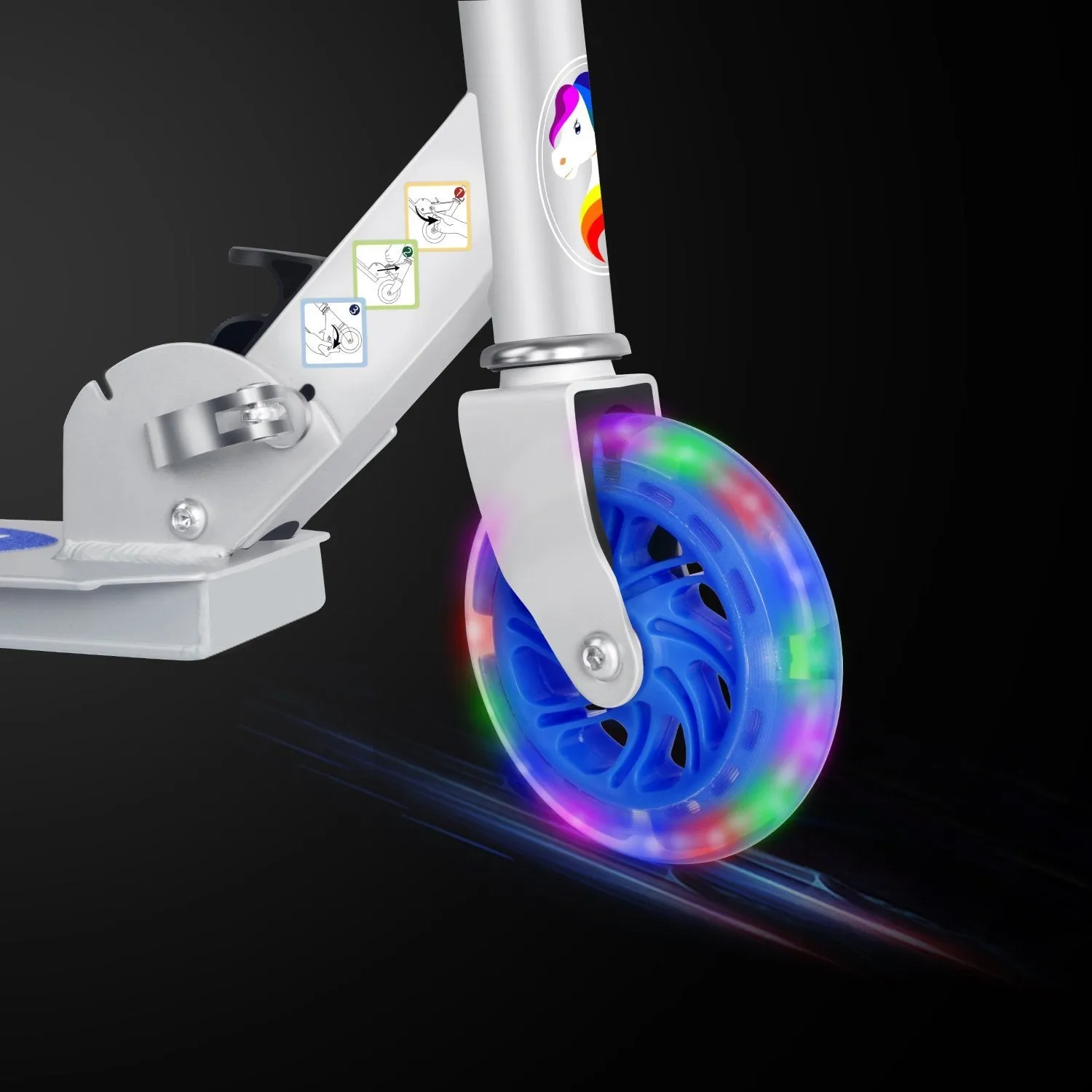 Beleev V1 2-hjulig sparkcykel blå lysande hjul