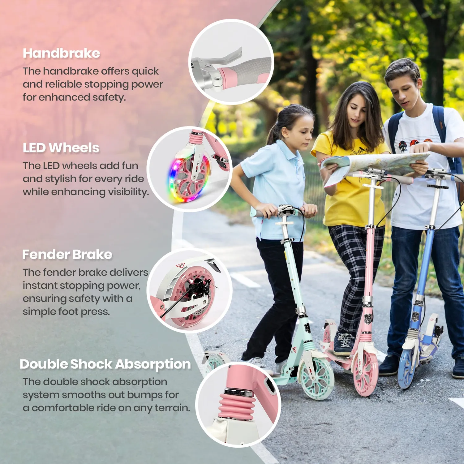 H.yeed Light Up sparkcykel 200mm rosa LED skivbroms
