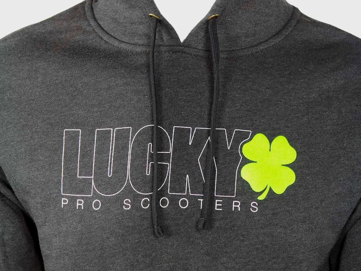 Lucky Outline Logo hoodie Charcoal varm bomull