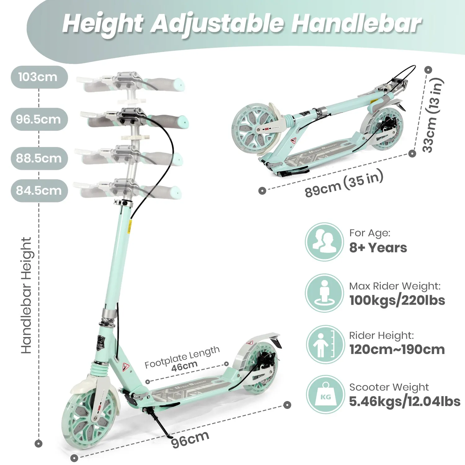 H.yeed sparkcykel grön 200 mm LED skivbroms