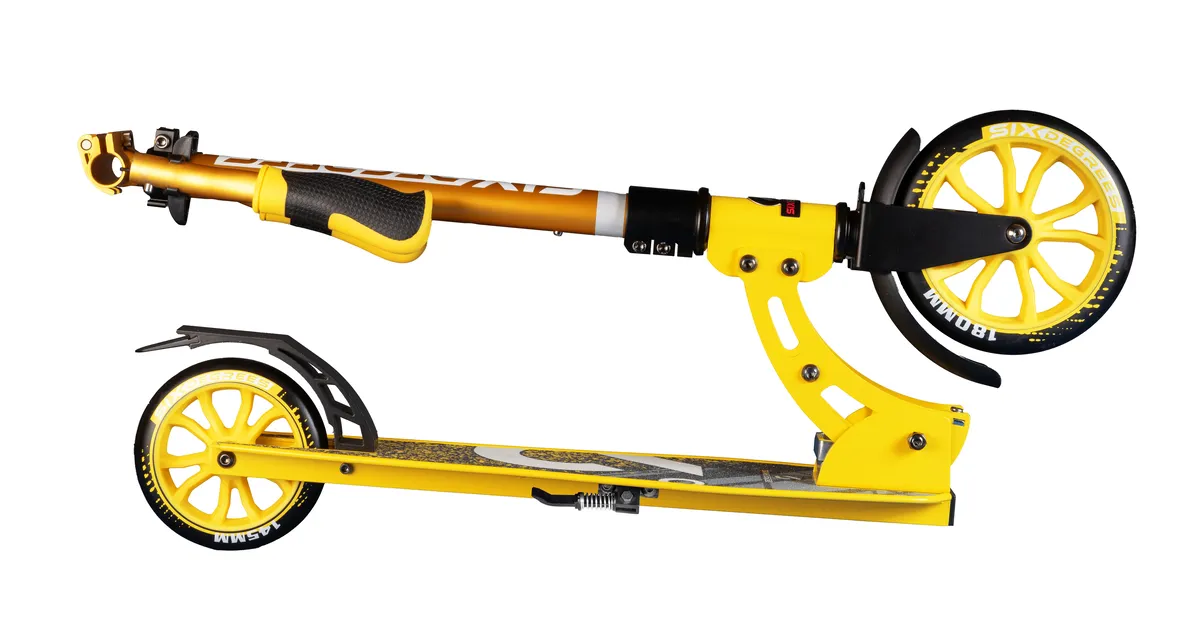 SIX DEGREES Junior sparkcykel 180/145 mm gul hopfällbar