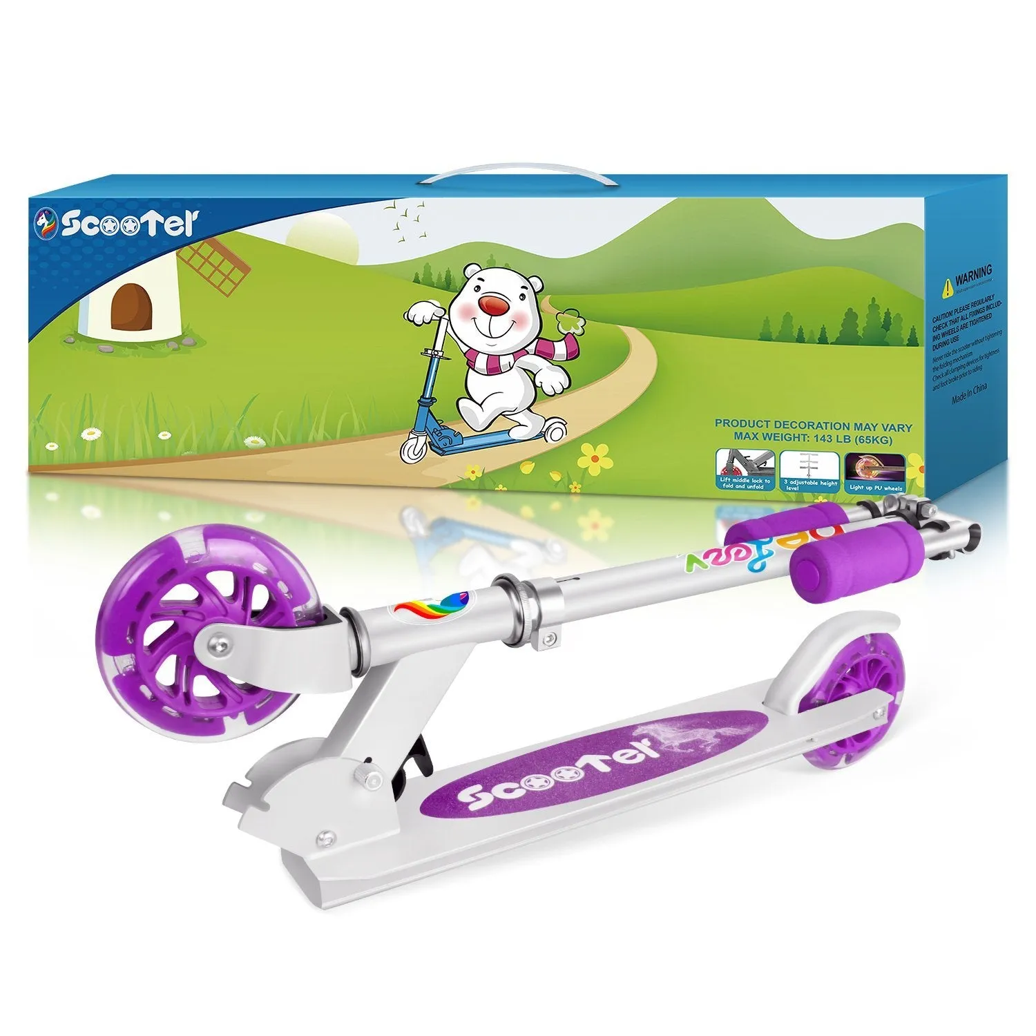 BELEEV V1 sparkcykel lila lysande hjul