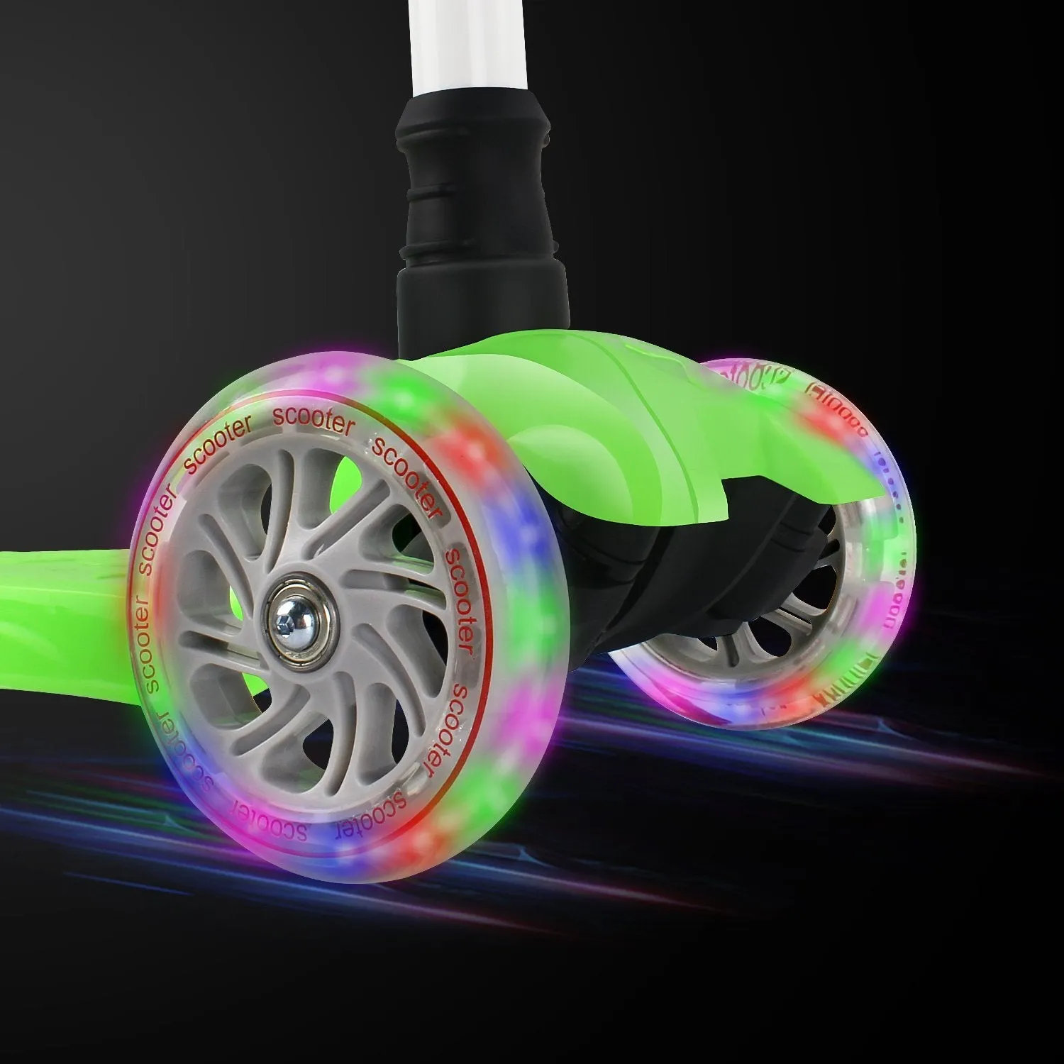 Beleev 3-hjulig sparkcykel barn grön LED-hjul