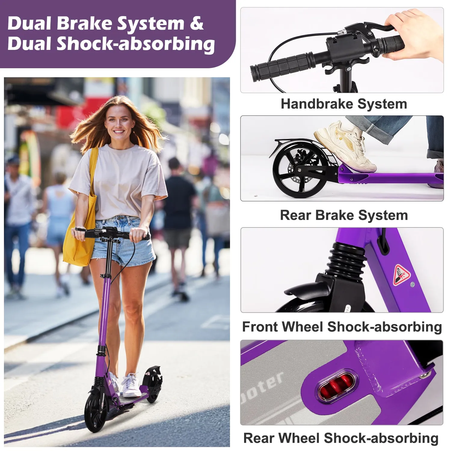 H.yeed Kick sparkcykel 200mm lila skivbroms