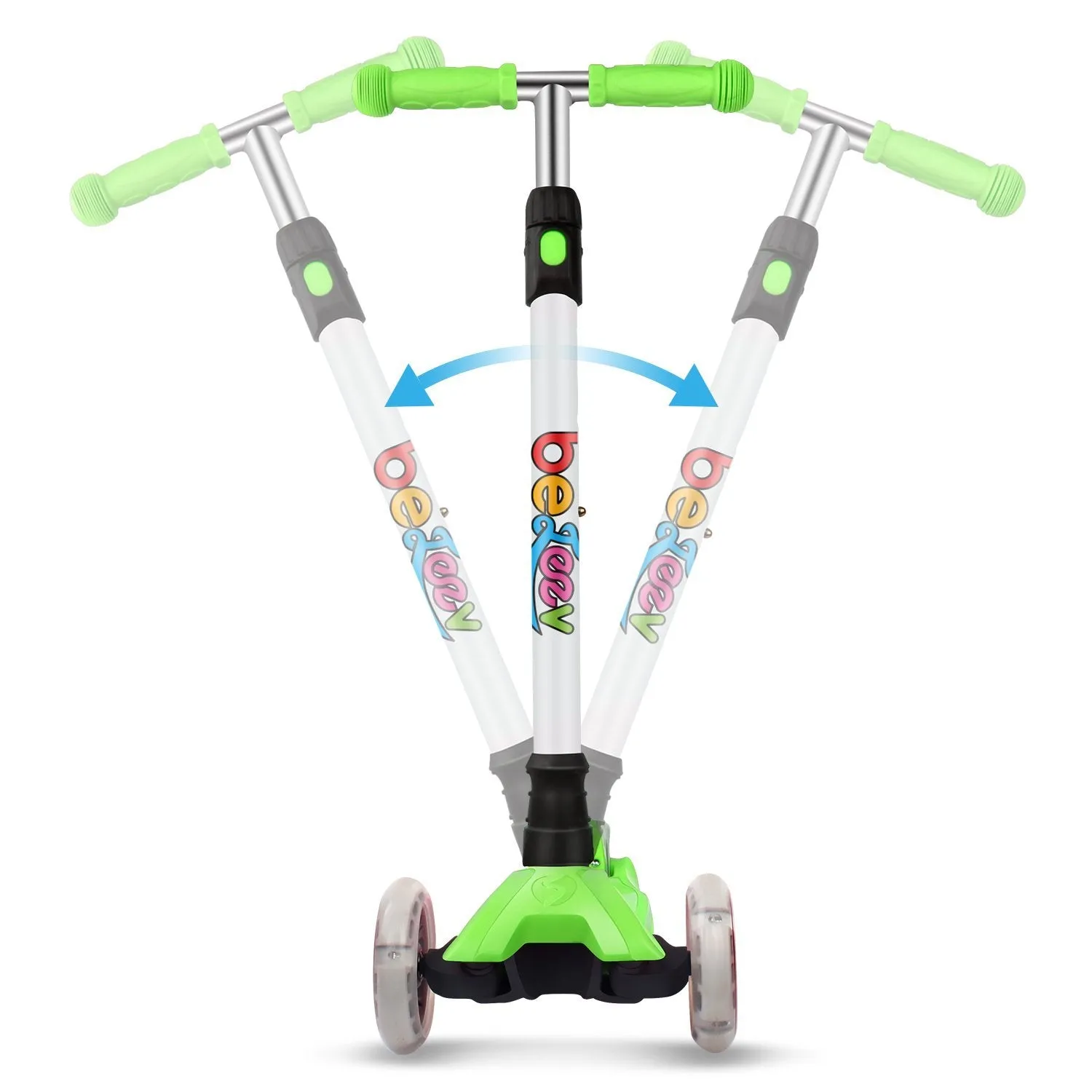 Beleev 3-hjulig sparkcykel grön lysande hjul