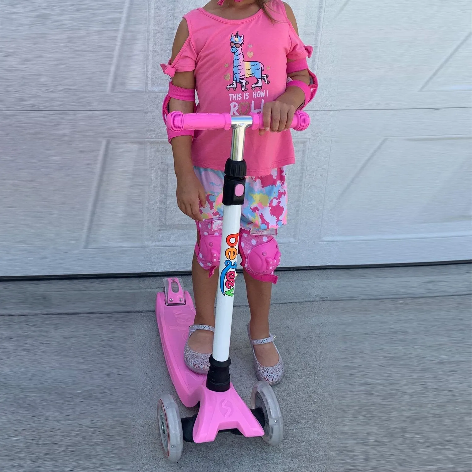 Beleev Pinky sparkcykel 3 hjul rosa lysande hjul