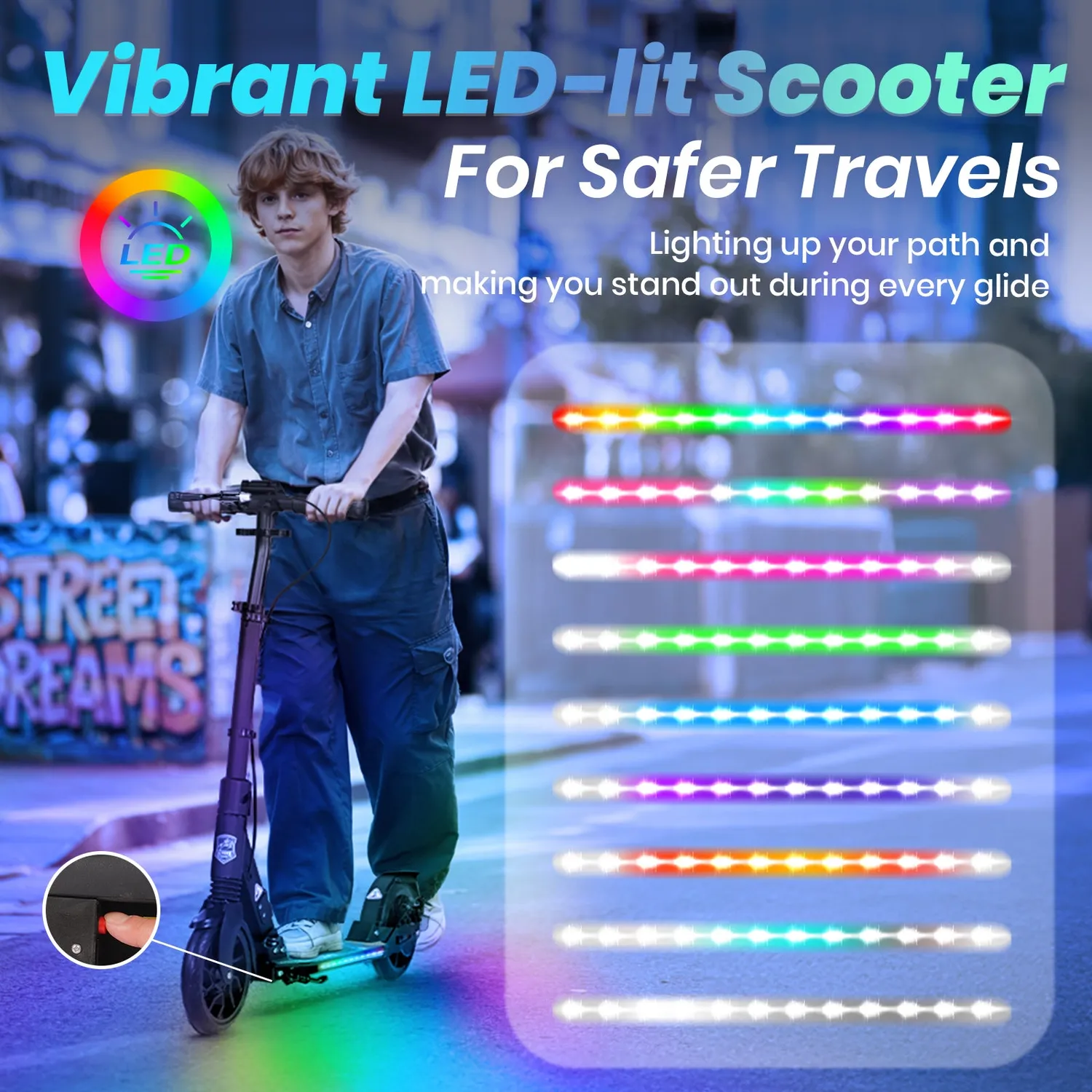 Hyeed Light Up sparkcykel svart med skivbroms