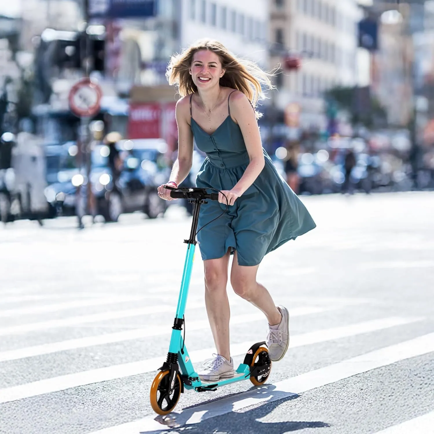 H.yeed sparkcykel 200 mm ljusblå skivbroms vikbar