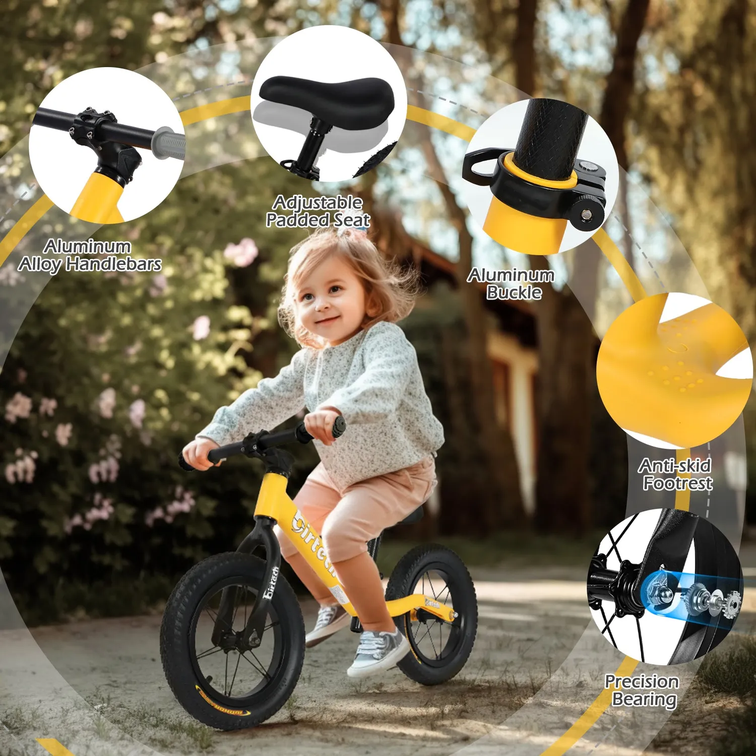 Birtech H.yeed springcykel gul 12" nylon