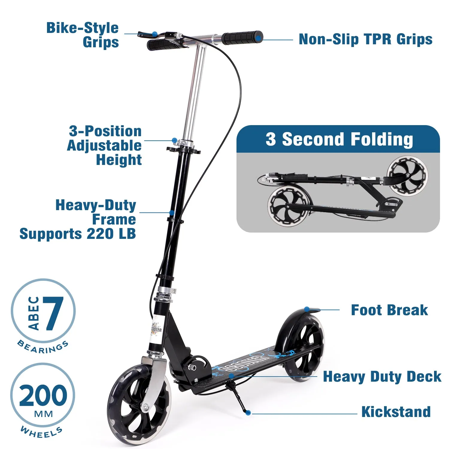 H.yeed sparkcykel svart 200 mm dubbelbroms