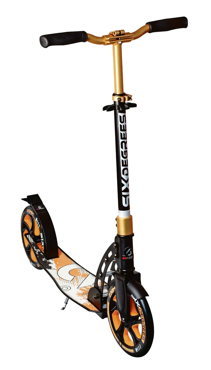 SIX DEGREES Aluminium Scooter 230 mm sparkcykel guld hopfällbar